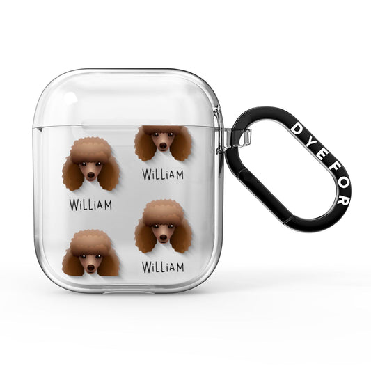 Toy Poodle Icon with Name AirPods Clear Case
