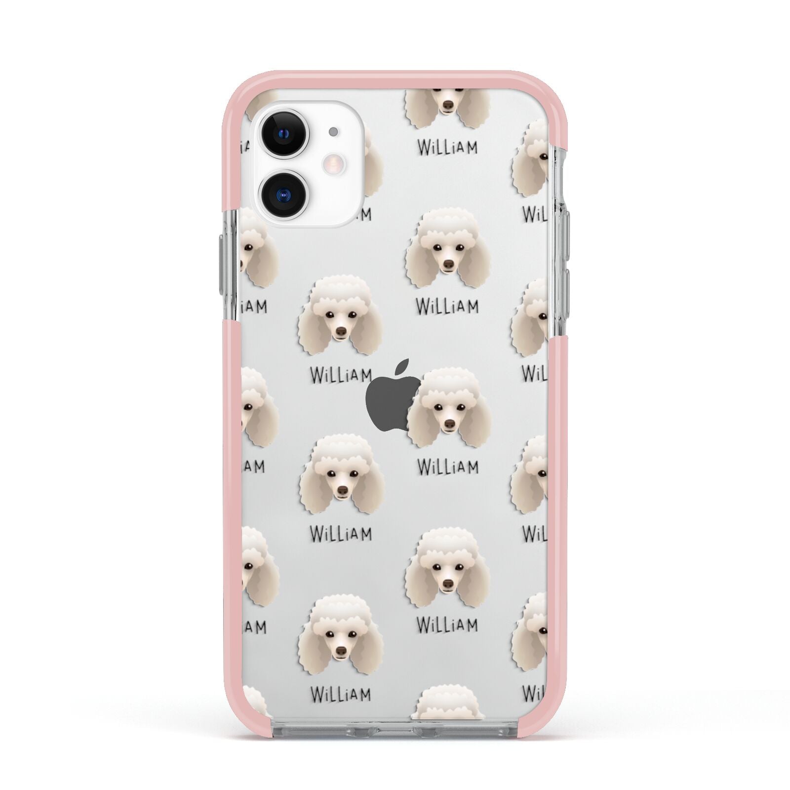Toy Poodle Icon with Name Apple iPhone 11 in White with Pink Impact Case