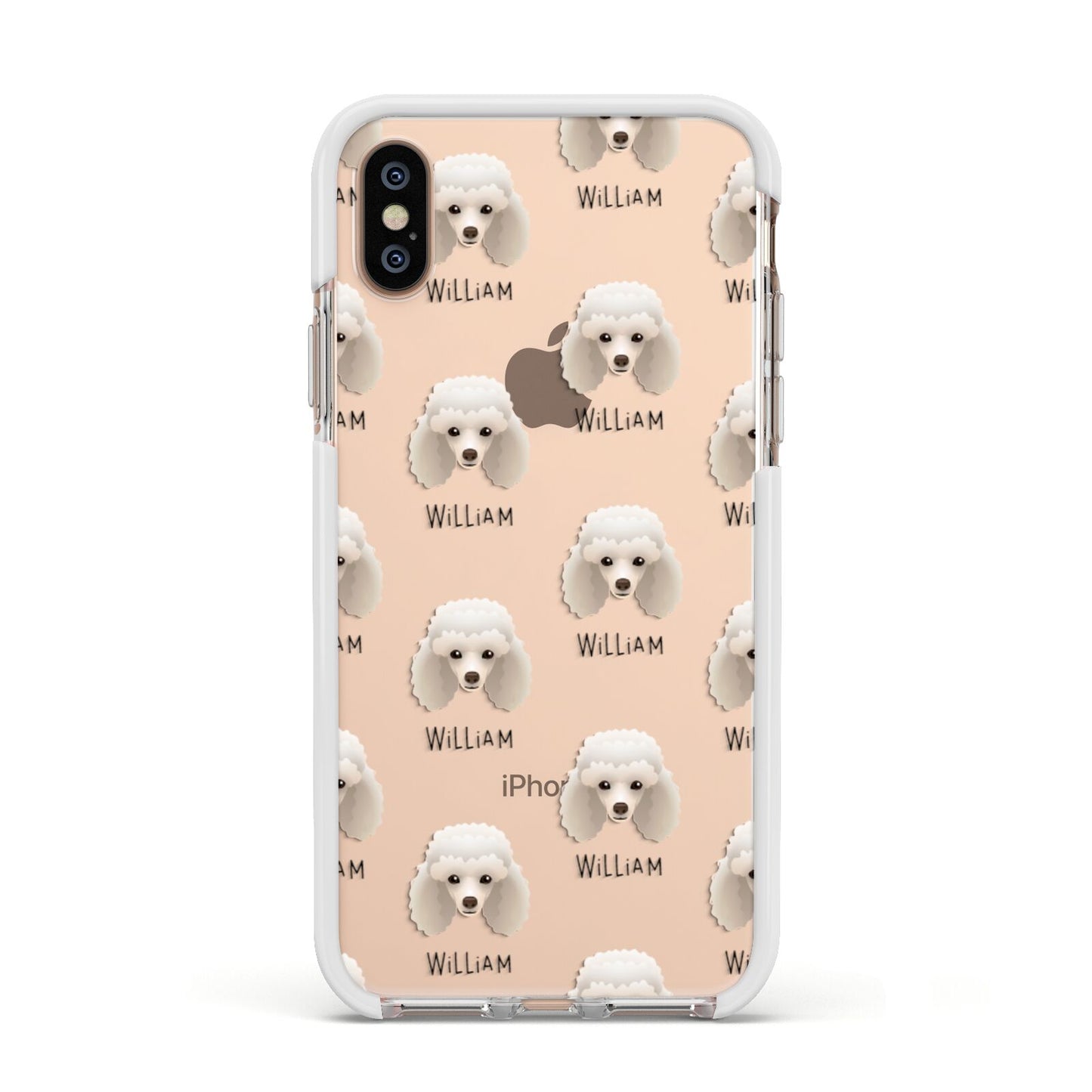 Toy Poodle Icon with Name Apple iPhone Xs Impact Case White Edge on Gold Phone