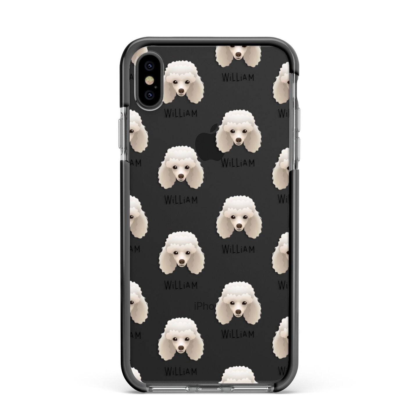 Toy Poodle Icon with Name Apple iPhone Xs Max Impact Case Black Edge on Black Phone