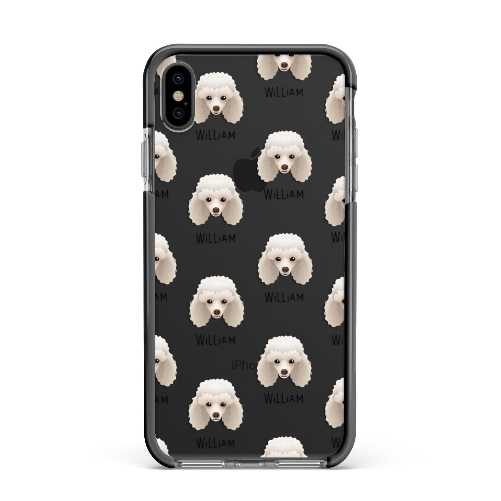Toy Poodle Icon with Name Apple iPhone Xs Max Impact Case Black Edge on Black Phone