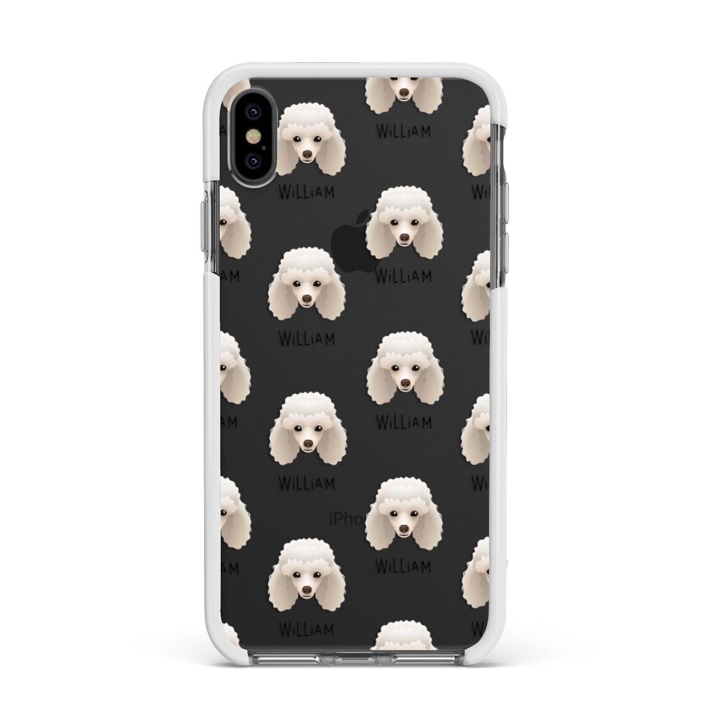 Toy Poodle Icon with Name Apple iPhone Xs Max Impact Case White Edge on Black Phone