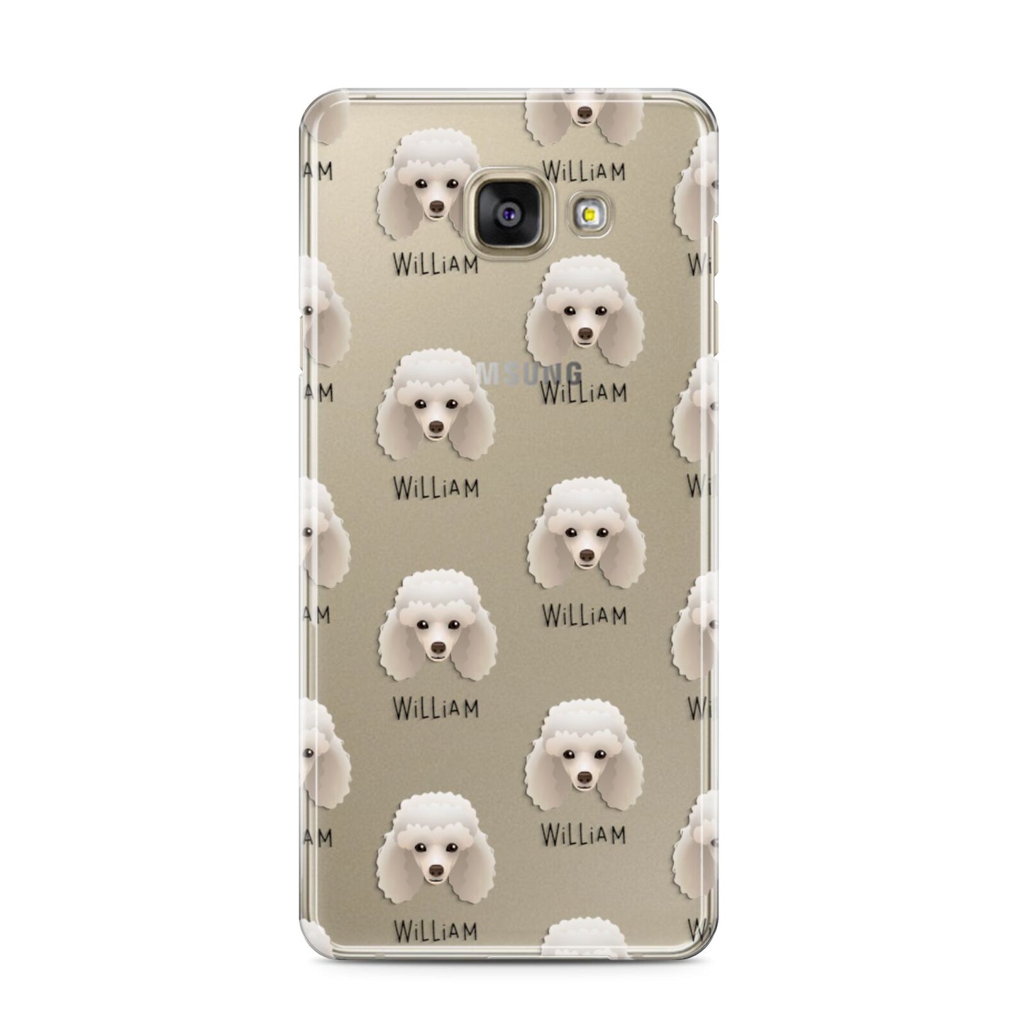 Toy Poodle Icon with Name Samsung Galaxy A3 2016 Case on gold phone