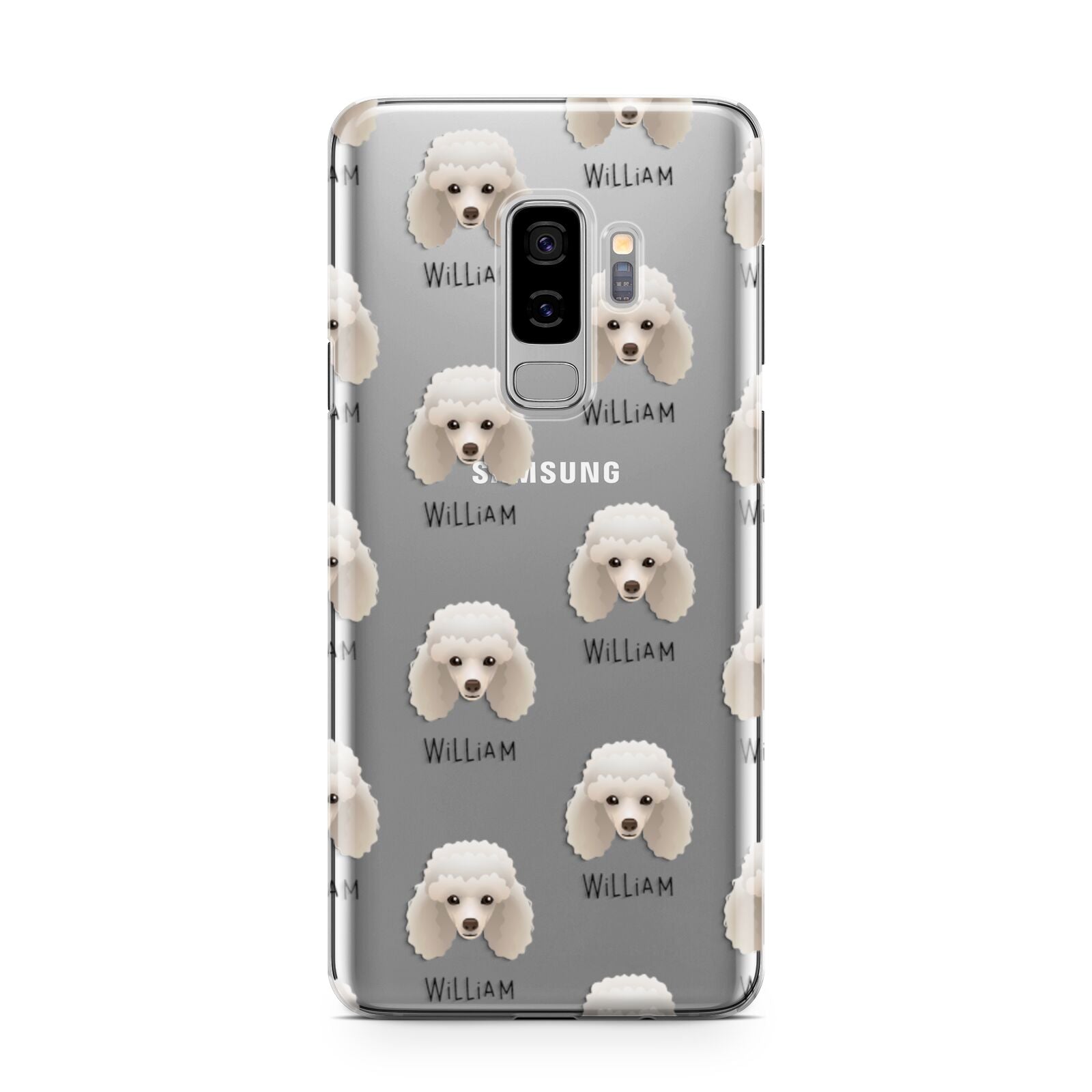 Toy Poodle Icon with Name Samsung Galaxy S9 Plus Case on Silver phone