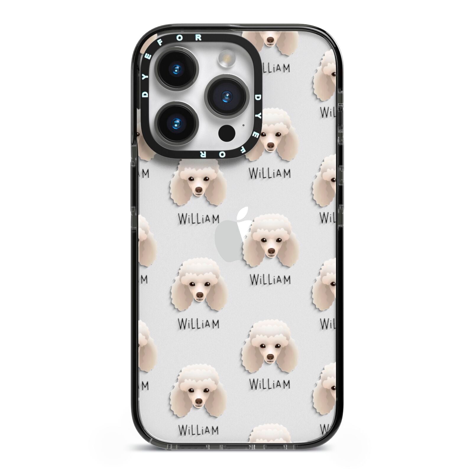 Toy Poodle Icon with Name iPhone 14 Pro Black Impact Case on Silver phone
