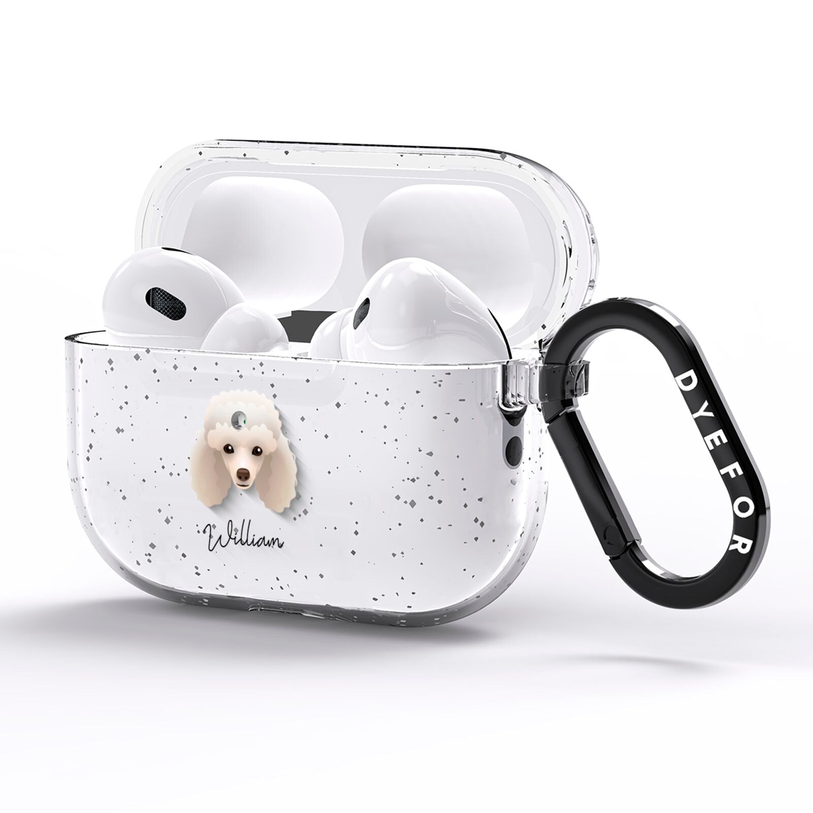 Toy Poodle Personalised AirPods Pro Glitter Case Side Image