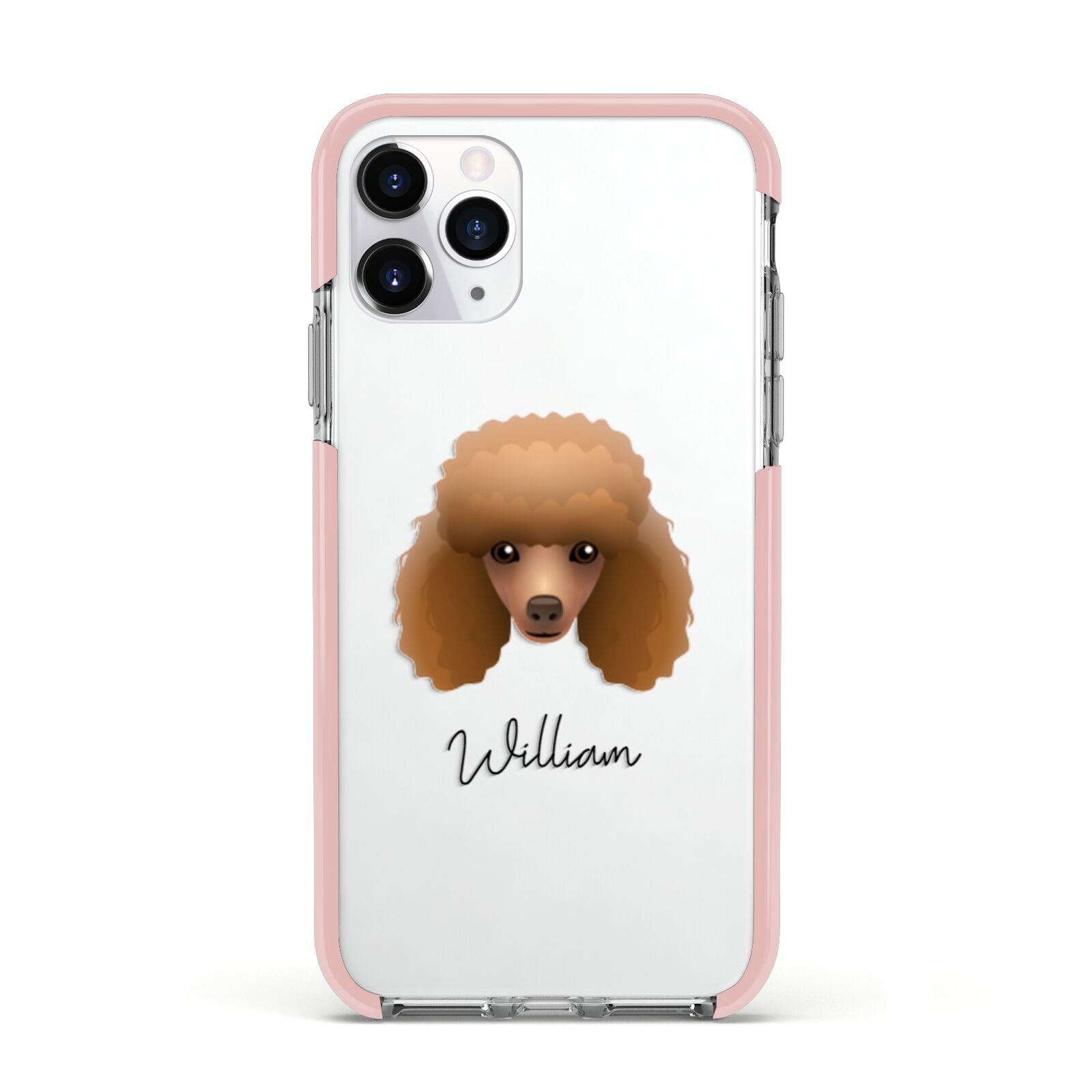 Toy Poodle Personalised Apple iPhone 11 Pro in Silver with Pink Impact Case