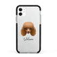Toy Poodle Personalised Apple iPhone 11 in White with Black Impact Case