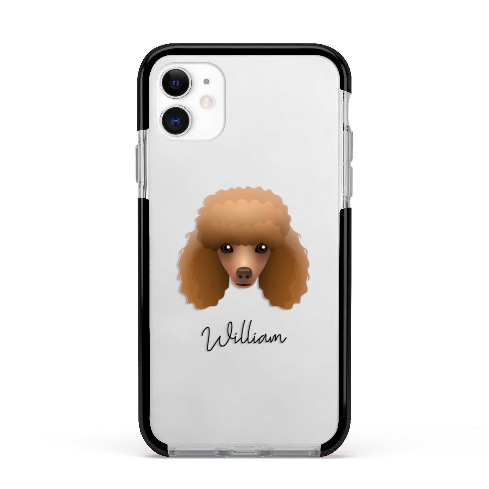Toy Poodle Personalised Apple iPhone 11 in White with Black Impact Case