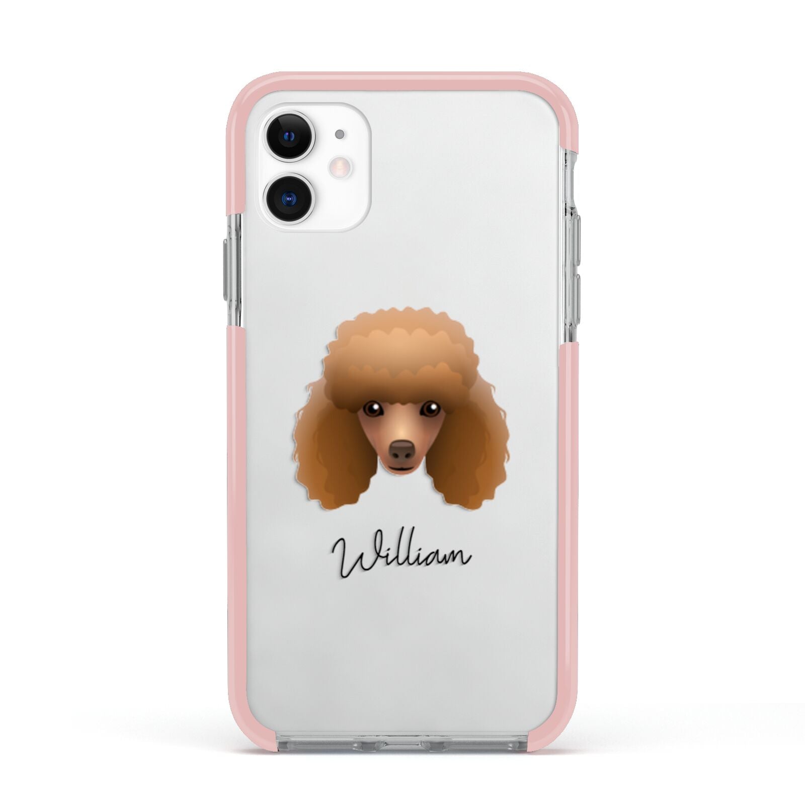 Toy Poodle Personalised Apple iPhone 11 in White with Pink Impact Case