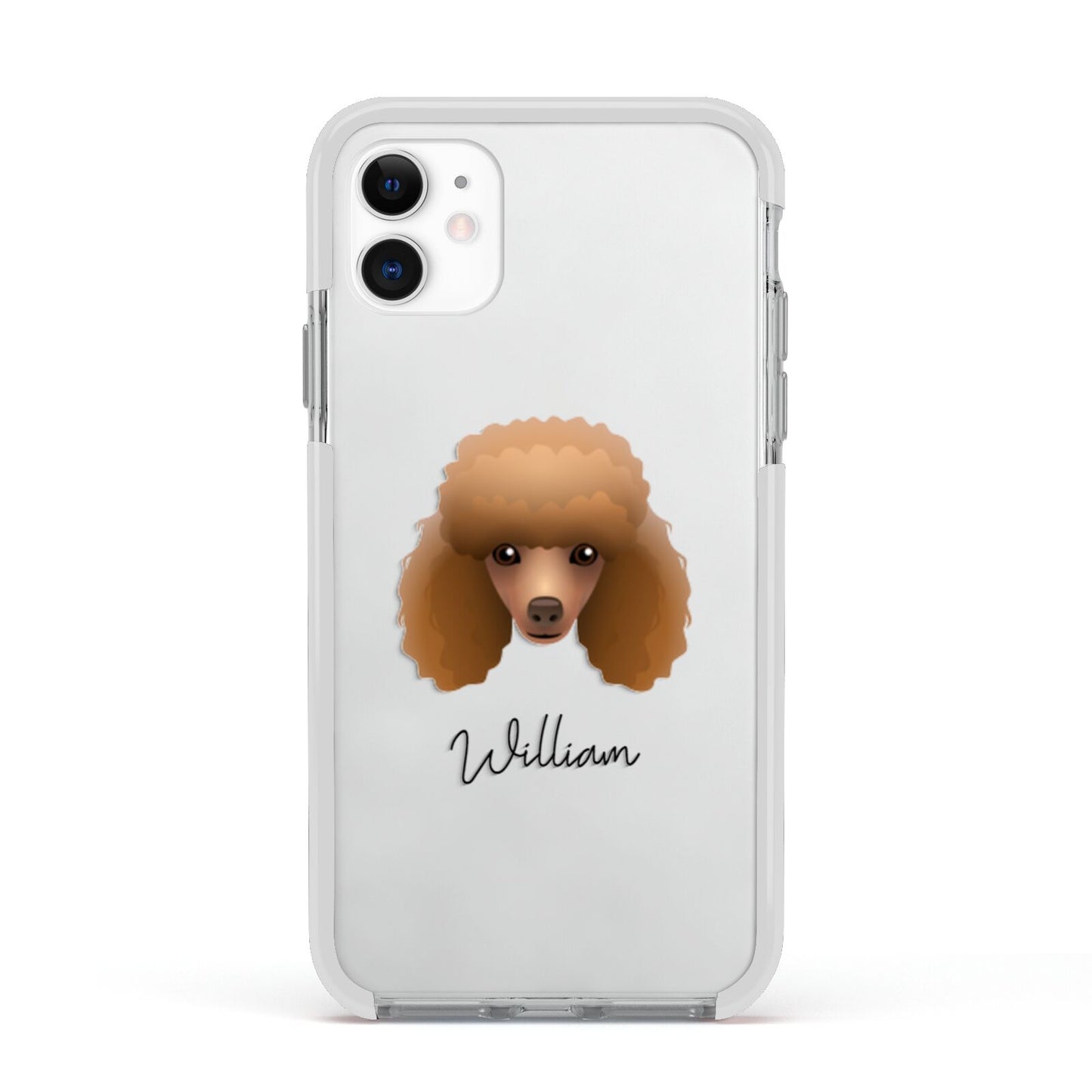 Toy Poodle Personalised Apple iPhone 11 in White with White Impact Case
