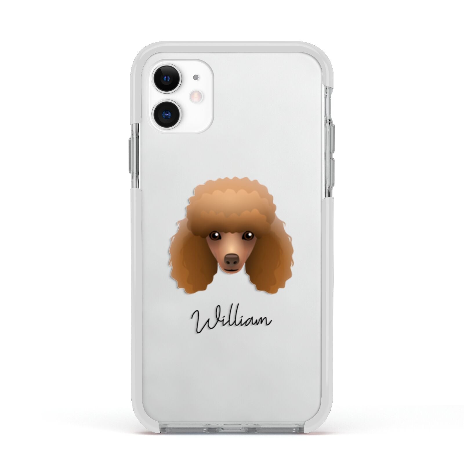 Toy Poodle Personalised Apple iPhone 11 in White with White Impact Case