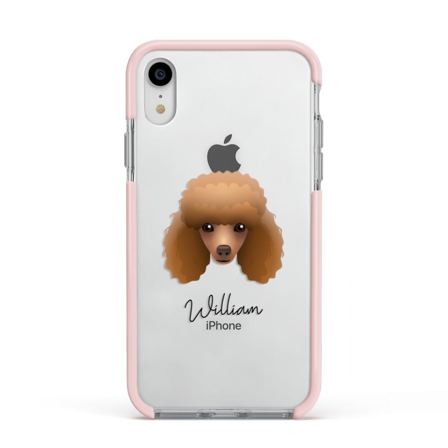 Toy Poodle Personalised Apple iPhone XR Impact Case Pink Edge on Silver Phone