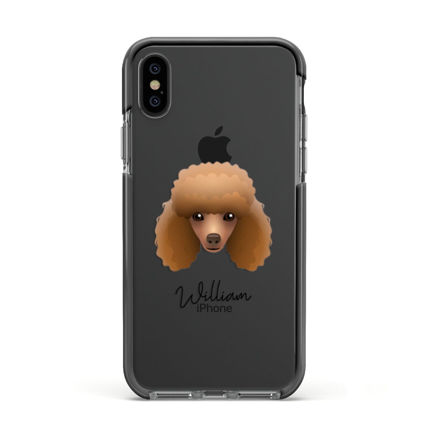 Toy Poodle Personalised Apple iPhone Xs Impact Case Black Edge on Black Phone