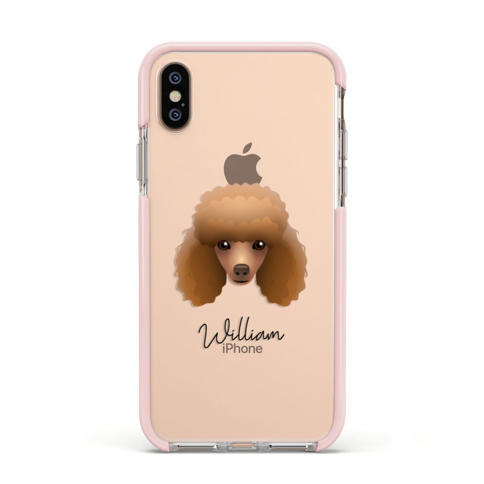 Toy Poodle Personalised Apple iPhone Xs Impact Case Pink Edge on Gold Phone