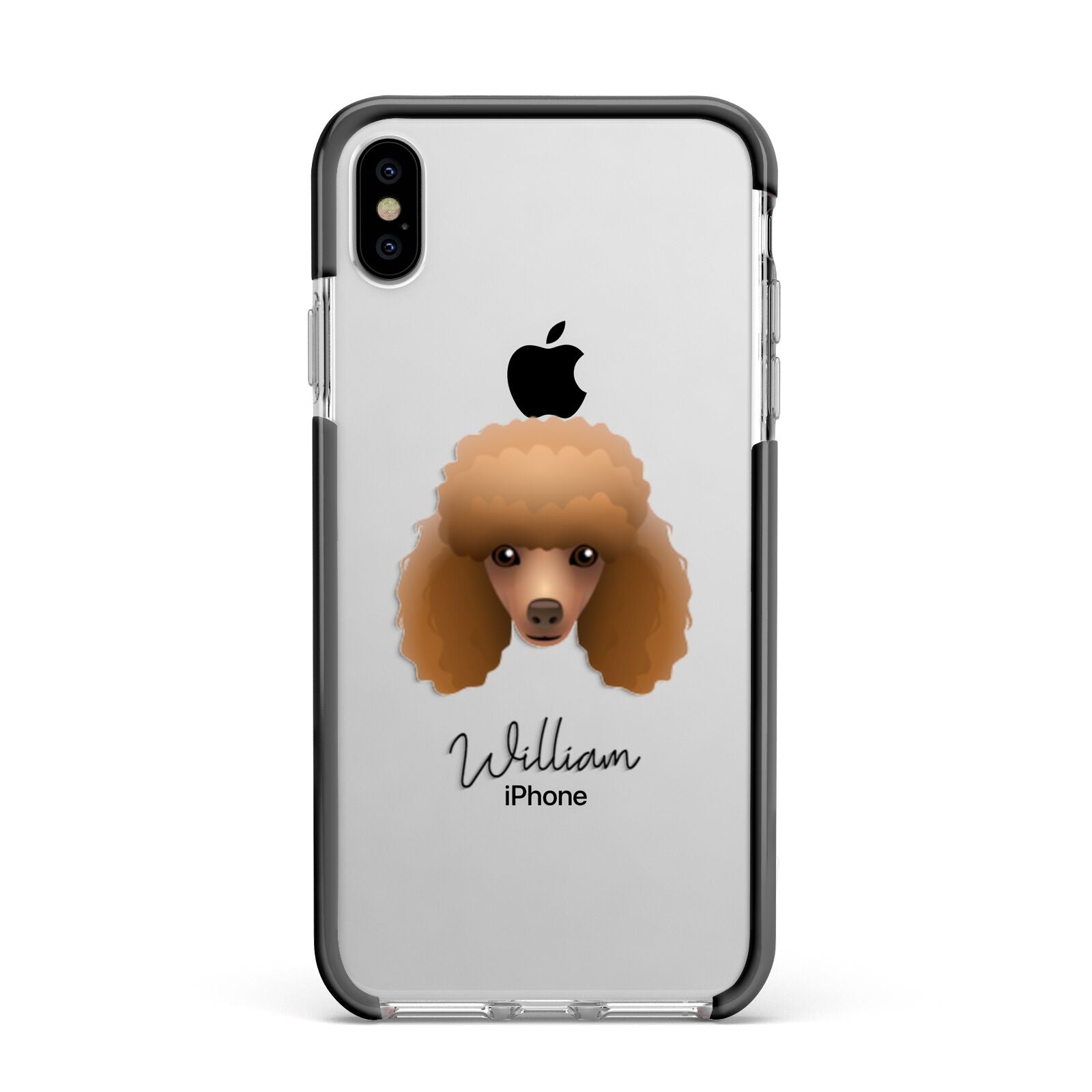 Toy Poodle Personalised Apple iPhone Xs Max Impact Case Black Edge on Silver Phone