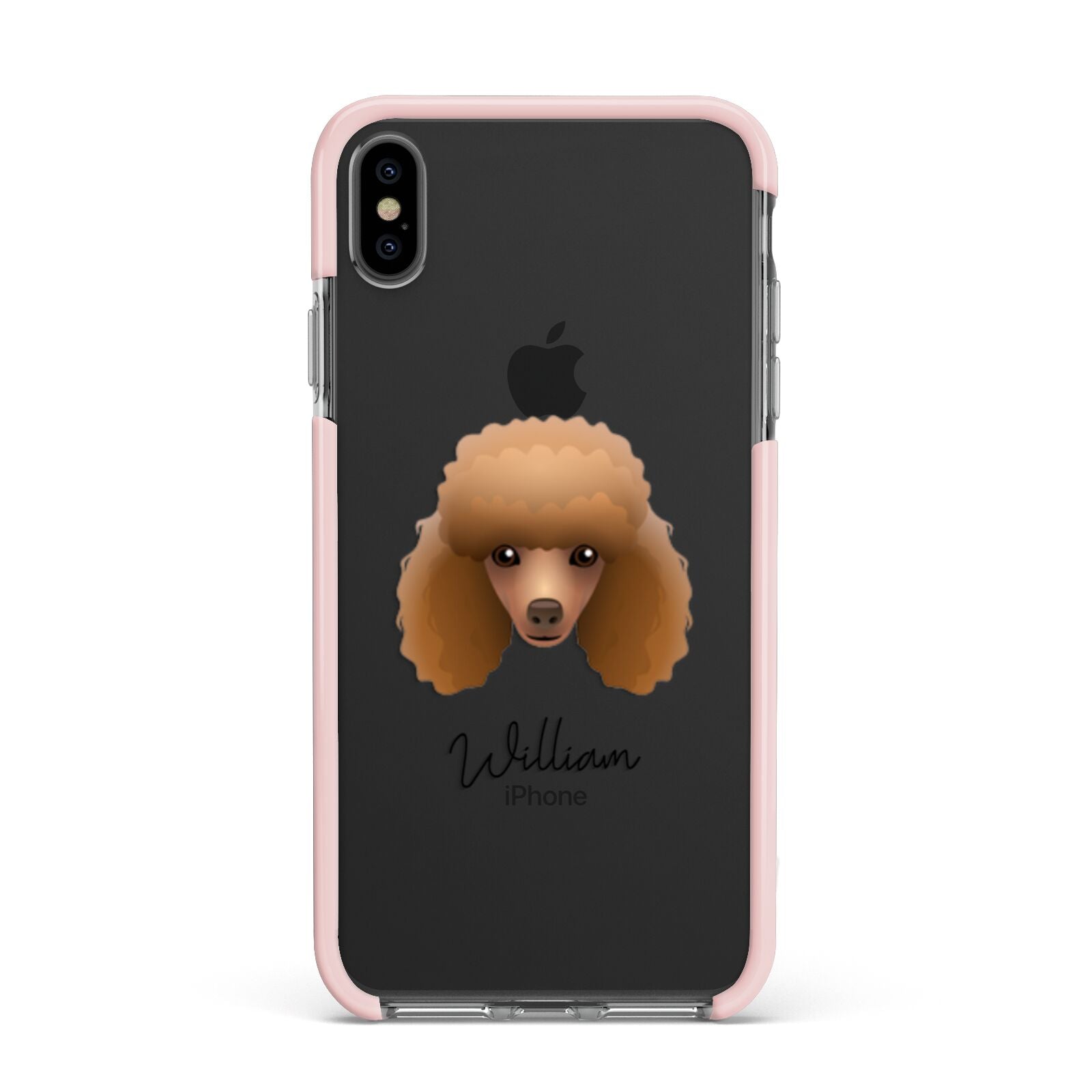 Toy Poodle Personalised Apple iPhone Xs Max Impact Case Pink Edge on Black Phone