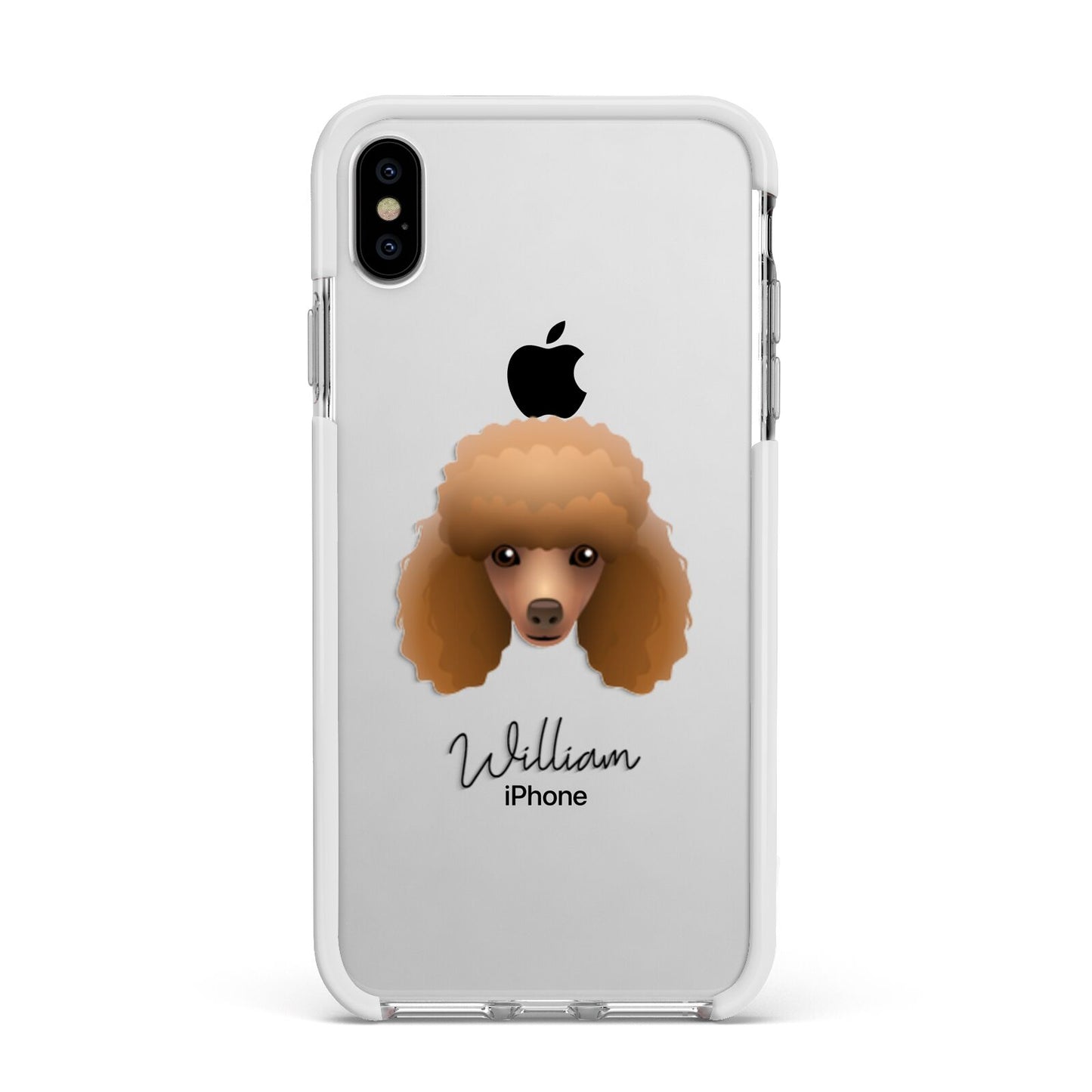 Toy Poodle Personalised Apple iPhone Xs Max Impact Case White Edge on Silver Phone