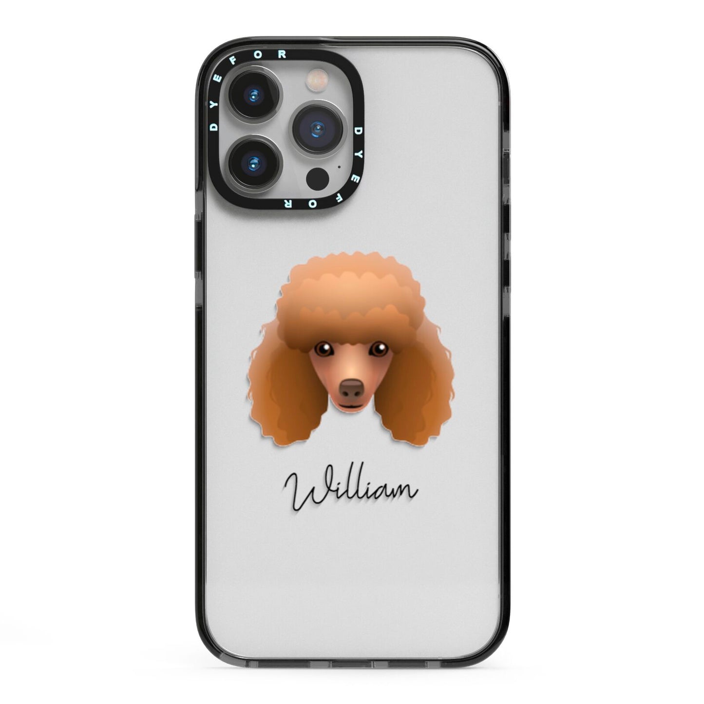 Toy Poodle Personalised iPhone 13 Pro Max Black Impact Case on Silver phone