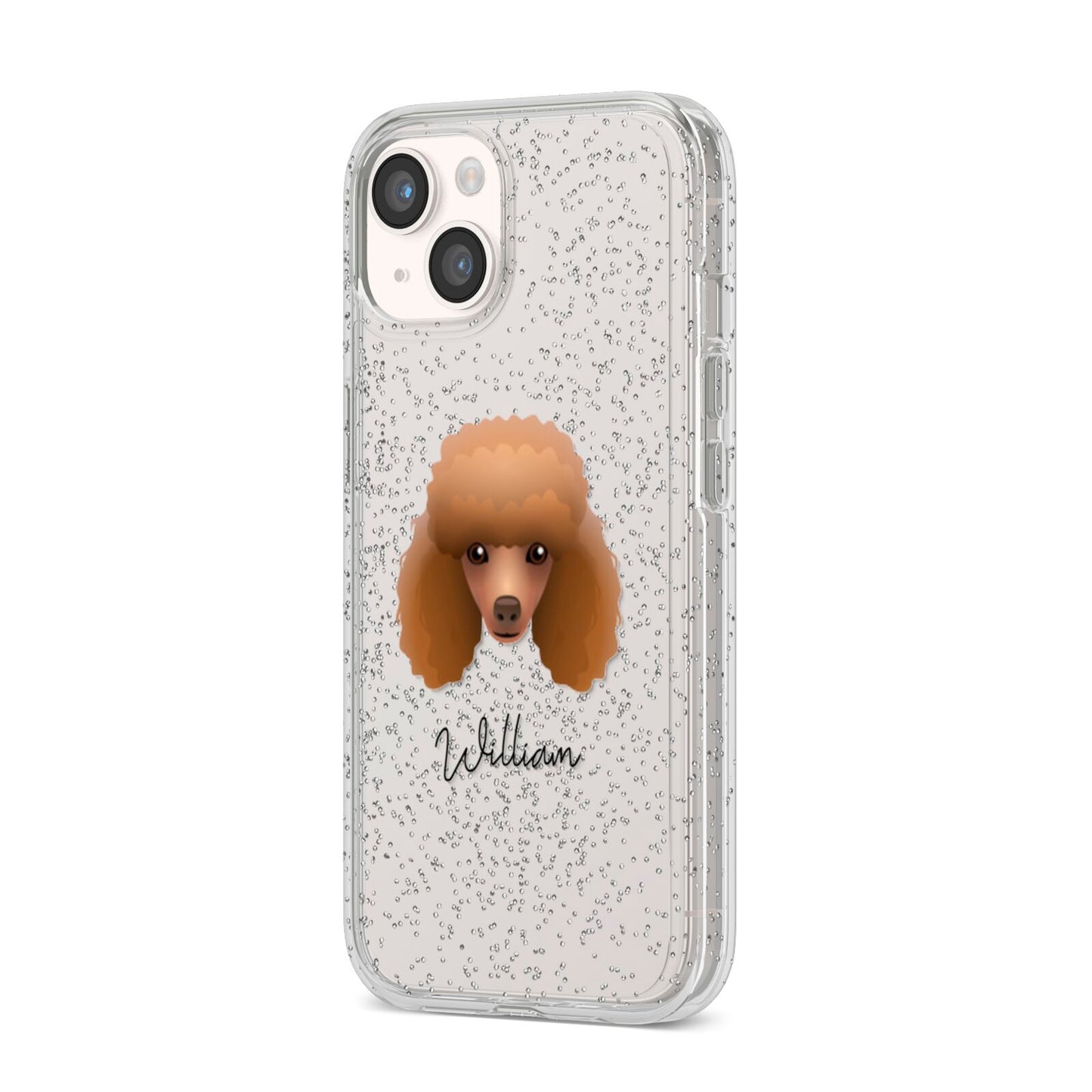 Toy Poodle Personalised iPhone 14 Glitter Tough Case Starlight Angled Image