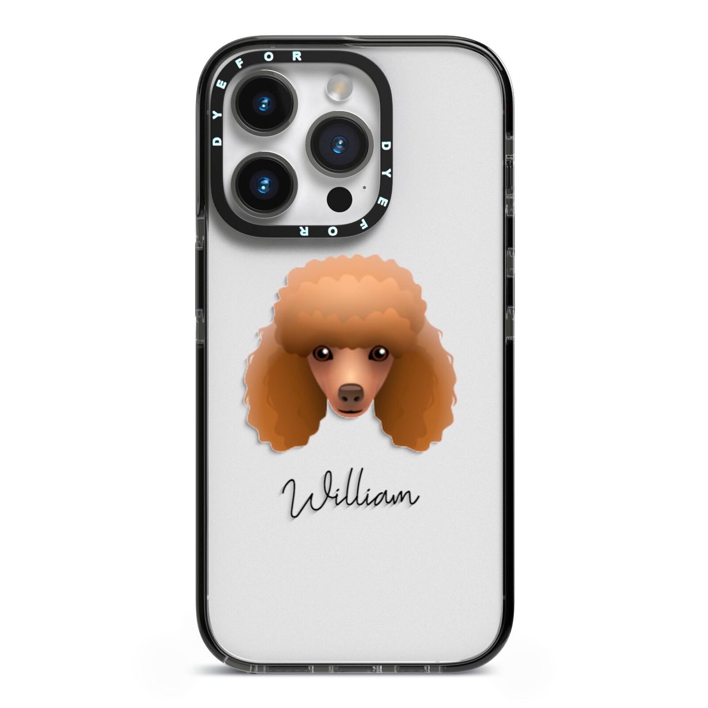 Toy Poodle Personalised iPhone 14 Pro Black Impact Case on Silver phone
