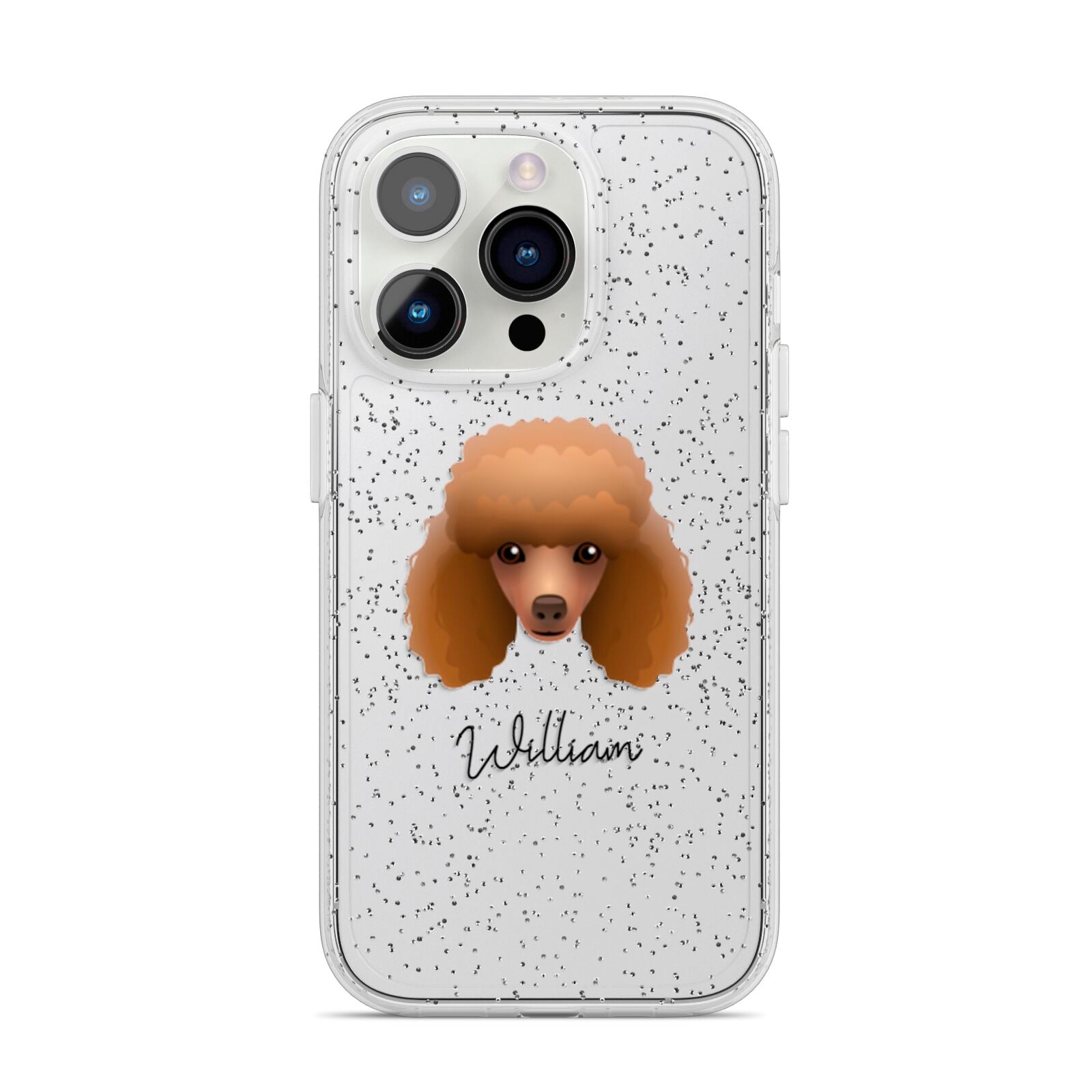 Toy Poodle Personalised iPhone 14 Pro Glitter Tough Case Silver