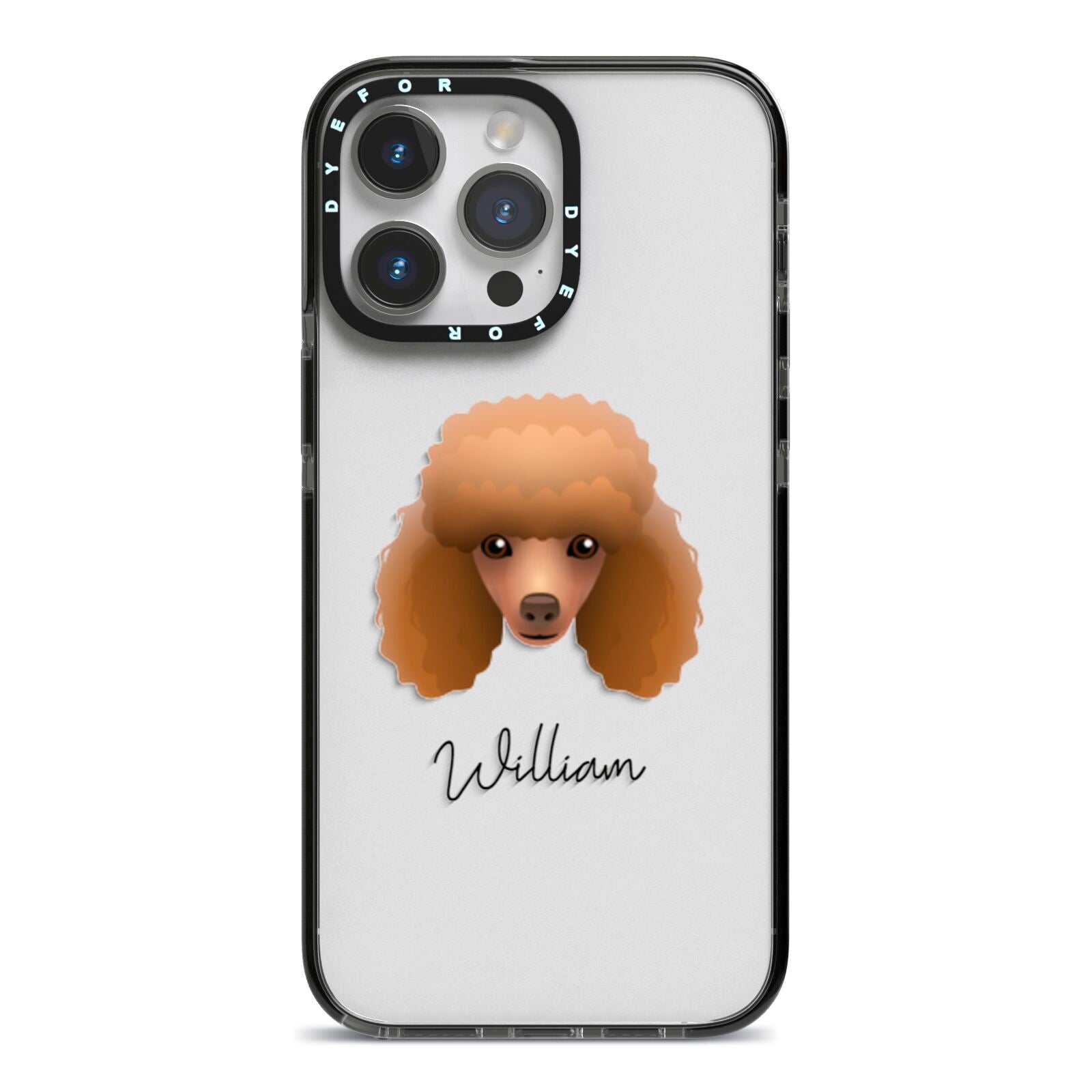 Toy Poodle Personalised iPhone 14 Pro Max Black Impact Case on Silver phone