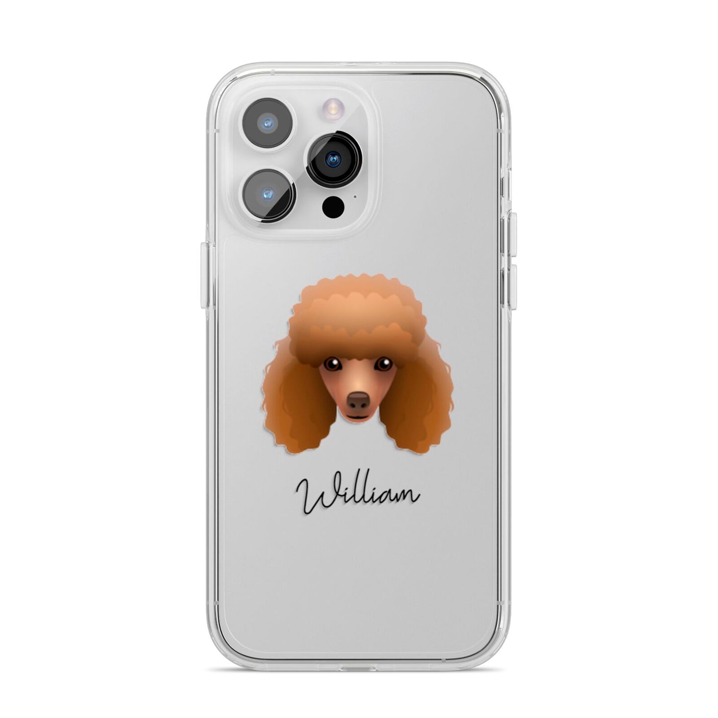 Toy Poodle Personalised iPhone 14 Pro Max Clear Tough Case Silver