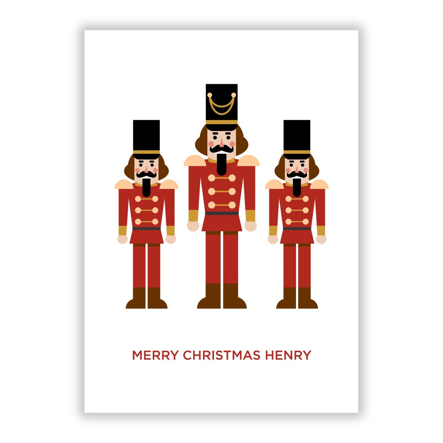 Traditional Nutcracker Trio with Name A5 Flat Greetings Card