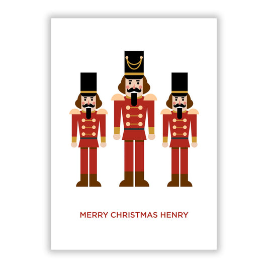 Traditional Nutcracker Trio with Name A5 Flat Greetings Card