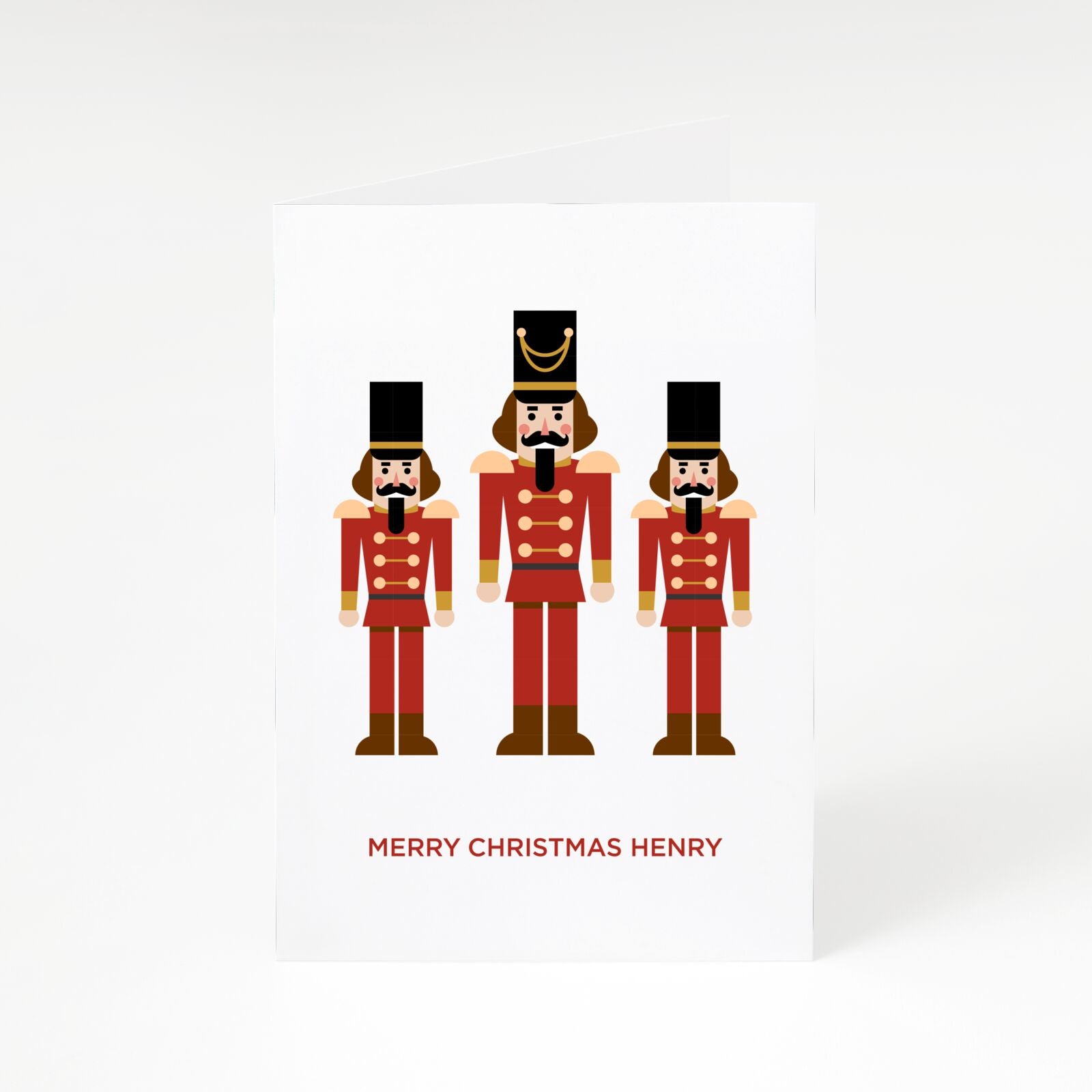 Traditional Nutcracker Trio with Name A5 Greetings Card