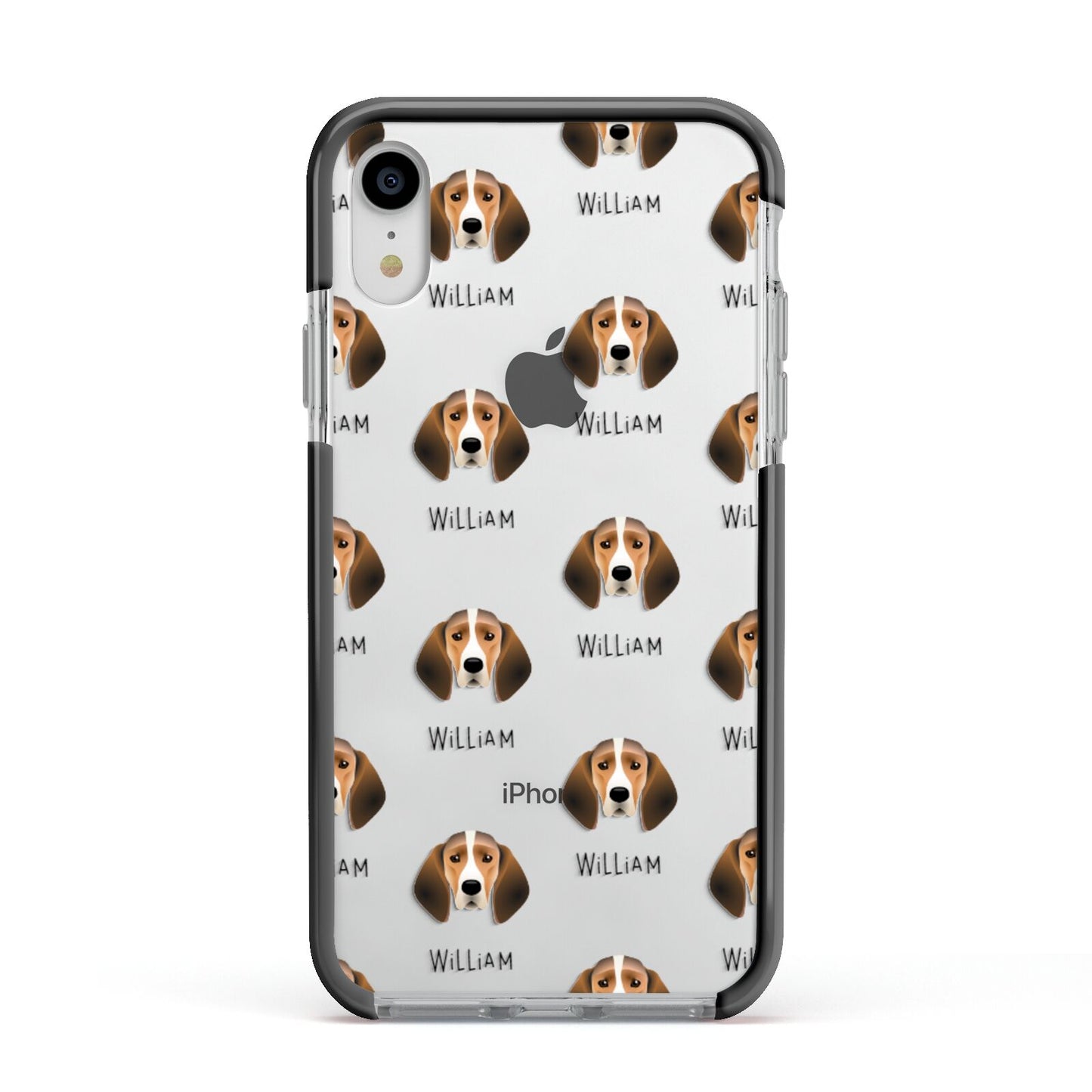 Trailhound Icon with Name Apple iPhone XR Impact Case Black Edge on Silver Phone