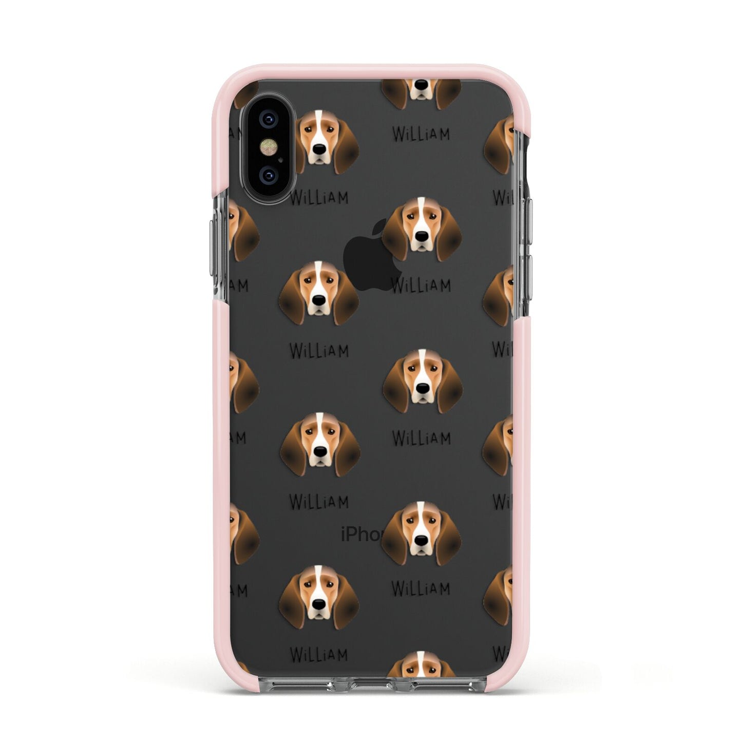 Trailhound Icon with Name Apple iPhone Xs Impact Case Pink Edge on Black Phone