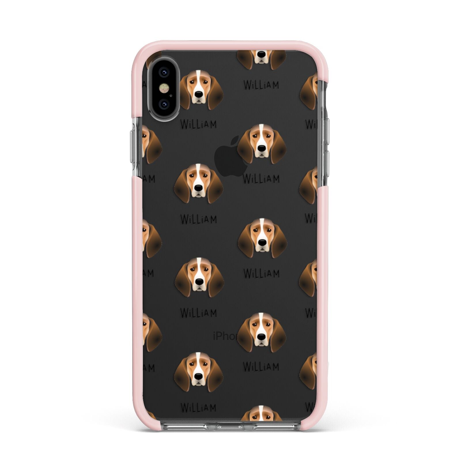 Trailhound Icon with Name Apple iPhone Xs Max Impact Case Pink Edge on Black Phone