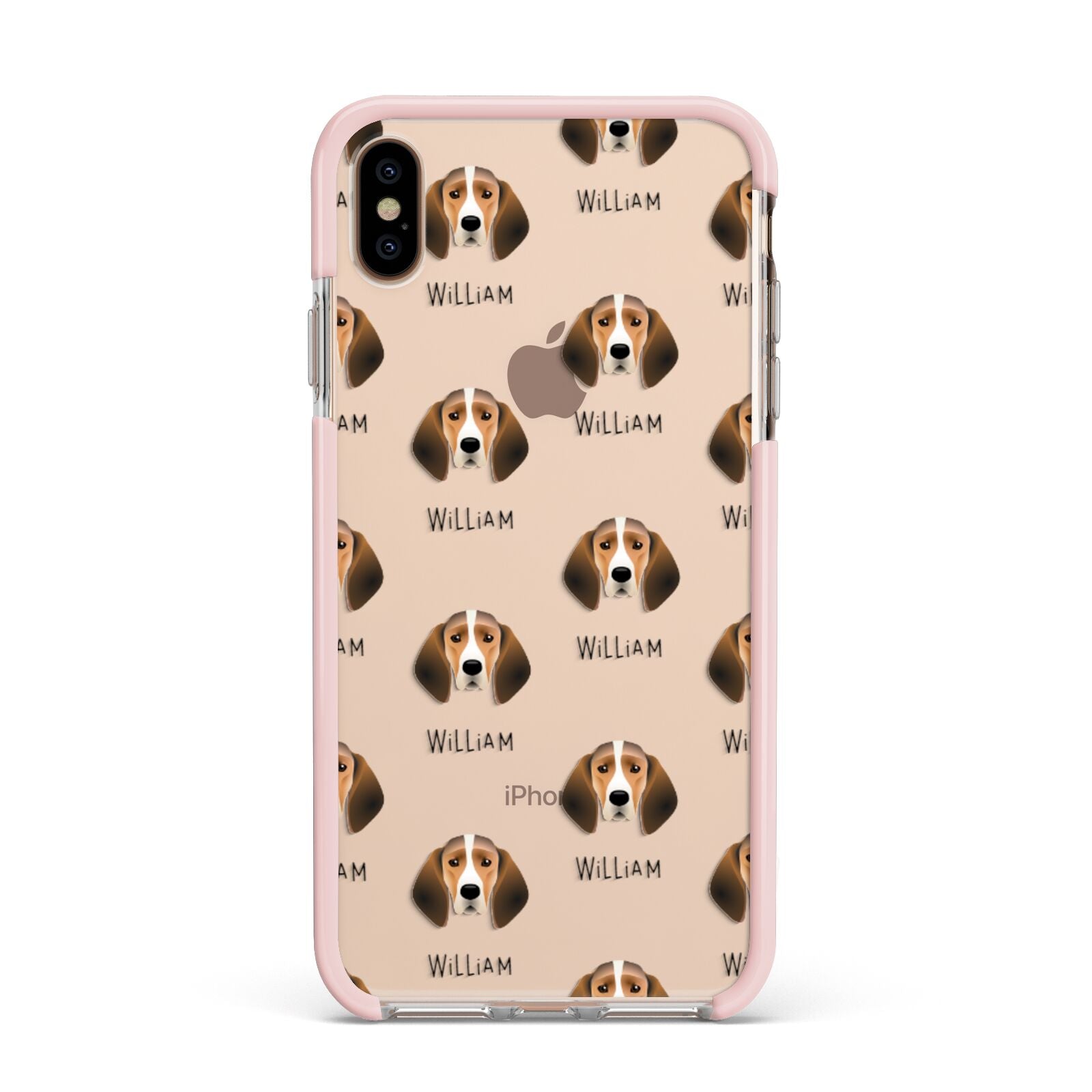 Trailhound Icon with Name Apple iPhone Xs Max Impact Case Pink Edge on Gold Phone