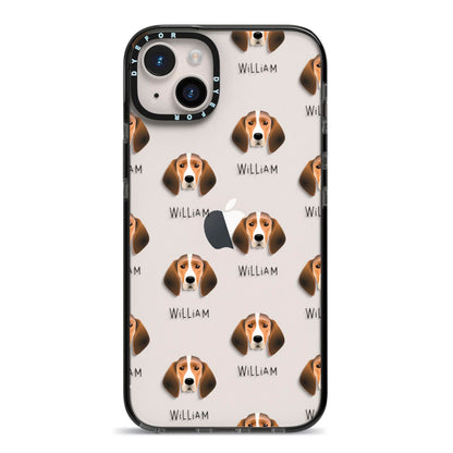 Trailhound Icon with Name iPhone 14 Plus Black Impact Case on Silver phone