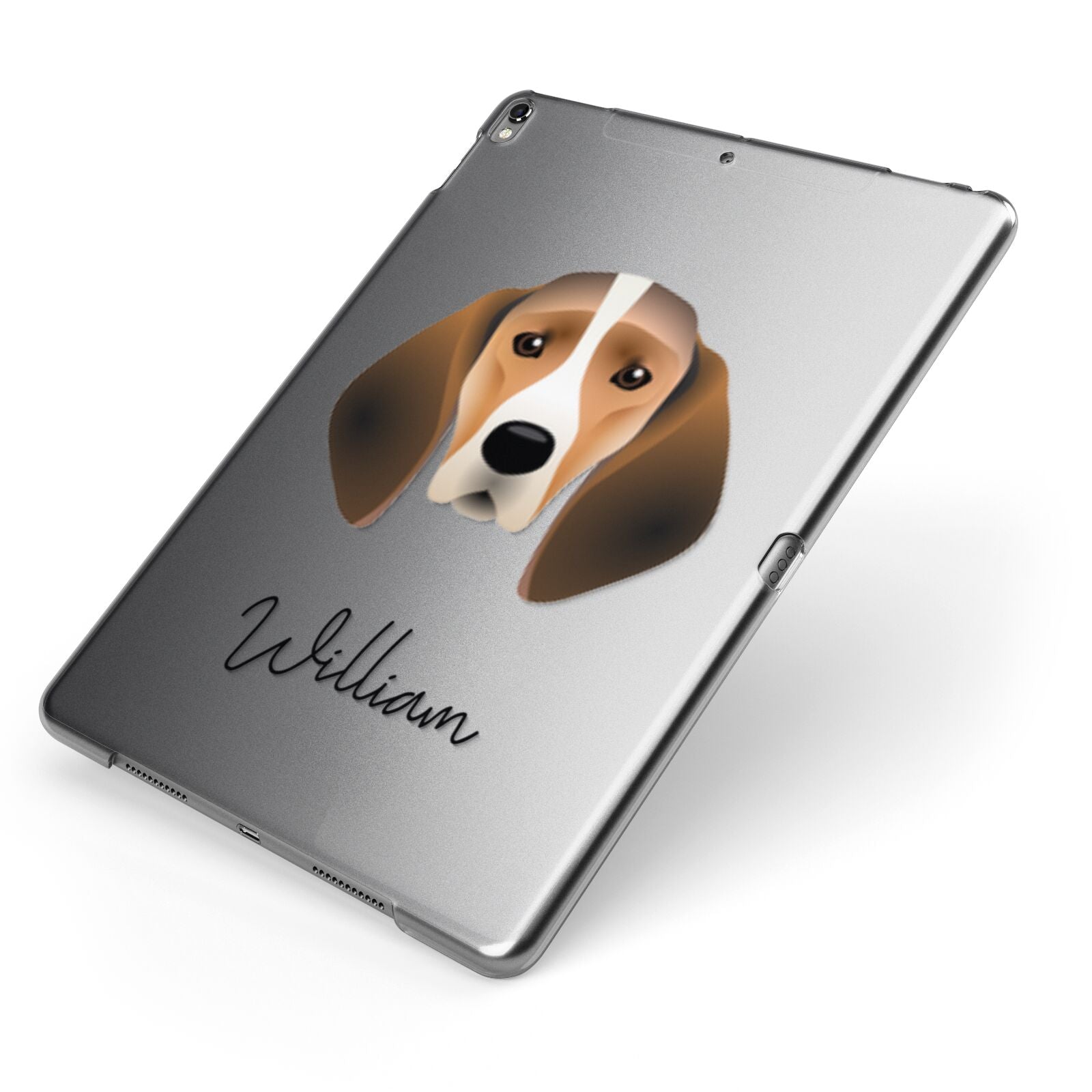 Trailhound Personalised Apple iPad Case on Grey iPad Side View
