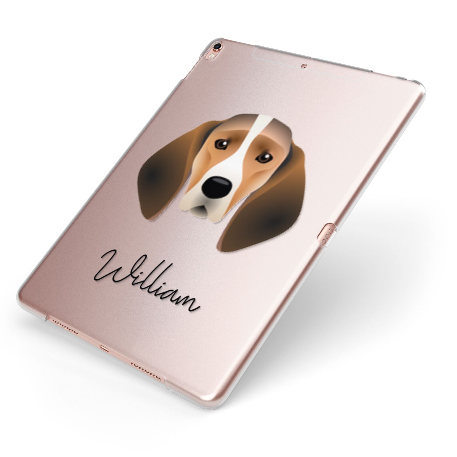 Trailhound Personalised Apple iPad Case on Rose Gold iPad Side View