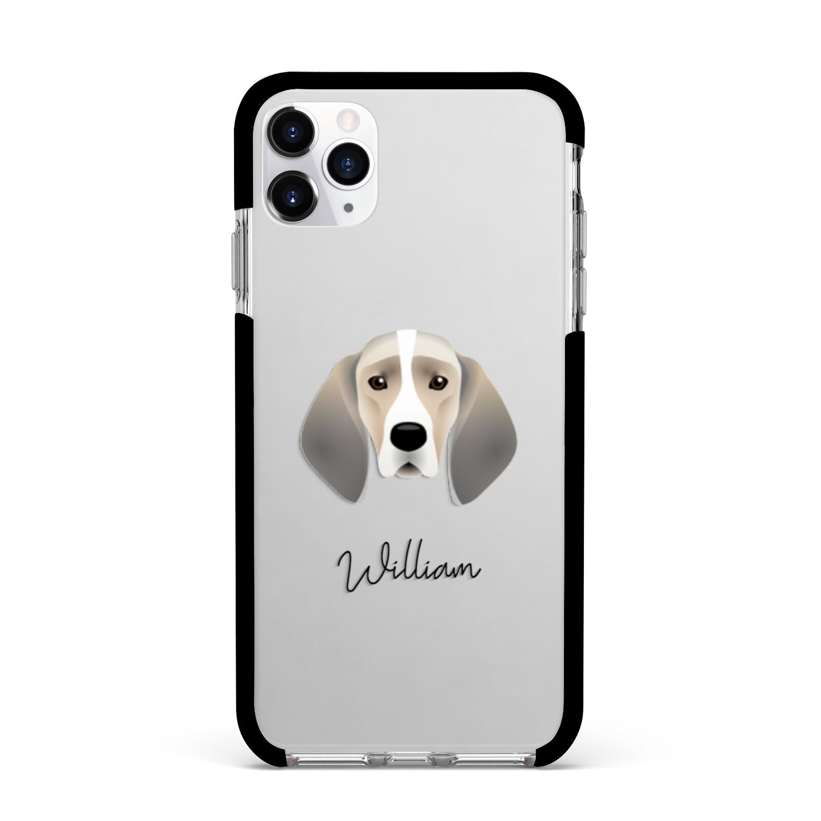 Trailhound Personalised Apple iPhone 11 Pro Max in Silver with Black Impact Case