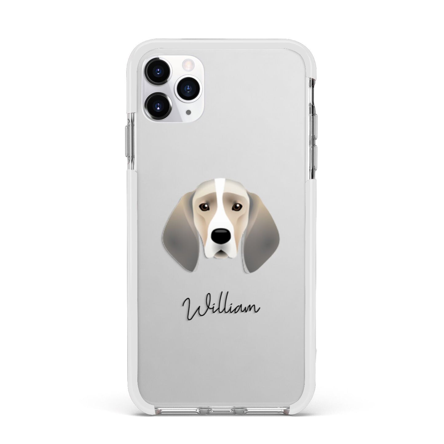 Trailhound Personalised Apple iPhone 11 Pro Max in Silver with White Impact Case