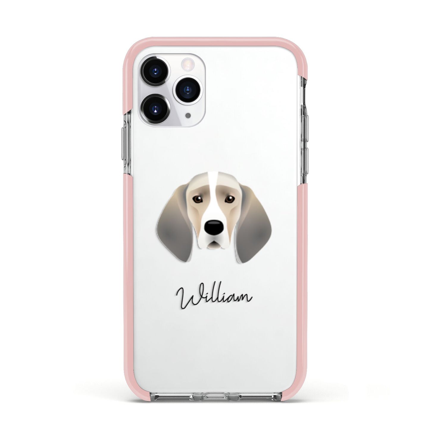 Trailhound Personalised Apple iPhone 11 Pro in Silver with Pink Impact Case