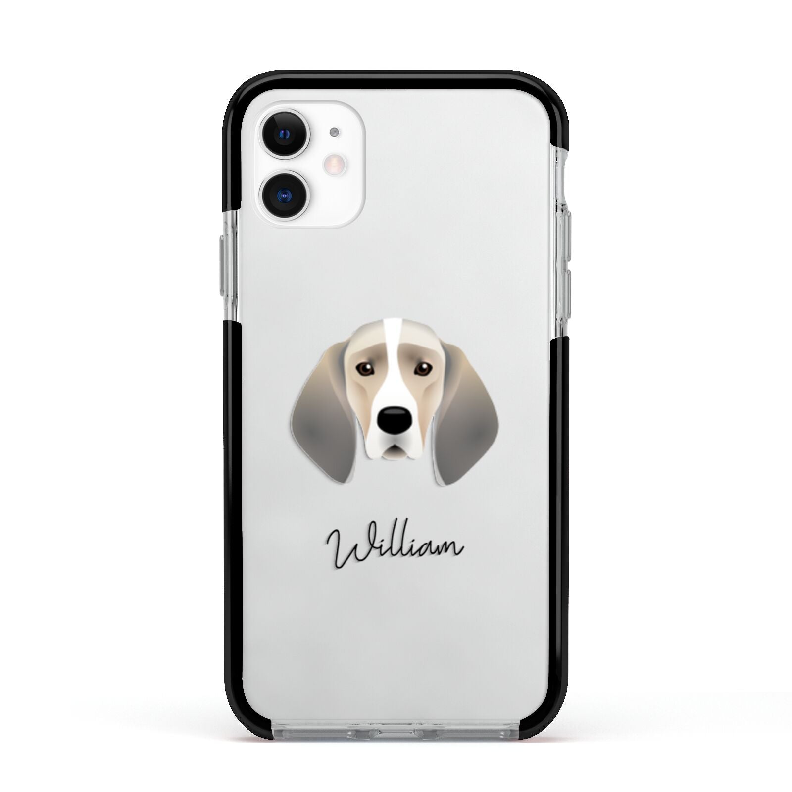 Trailhound Personalised Apple iPhone 11 in White with Black Impact Case