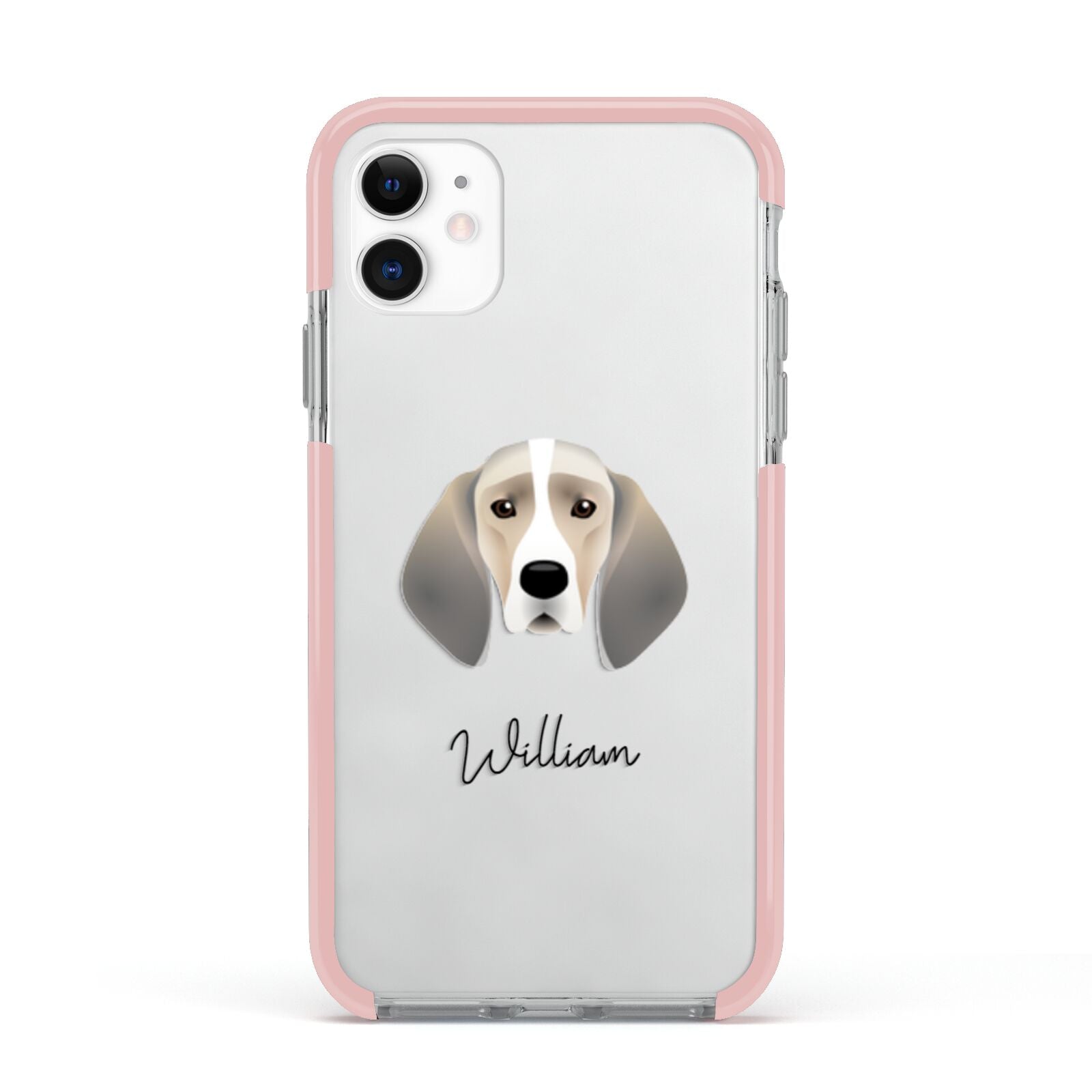 Trailhound Personalised Apple iPhone 11 in White with Pink Impact Case