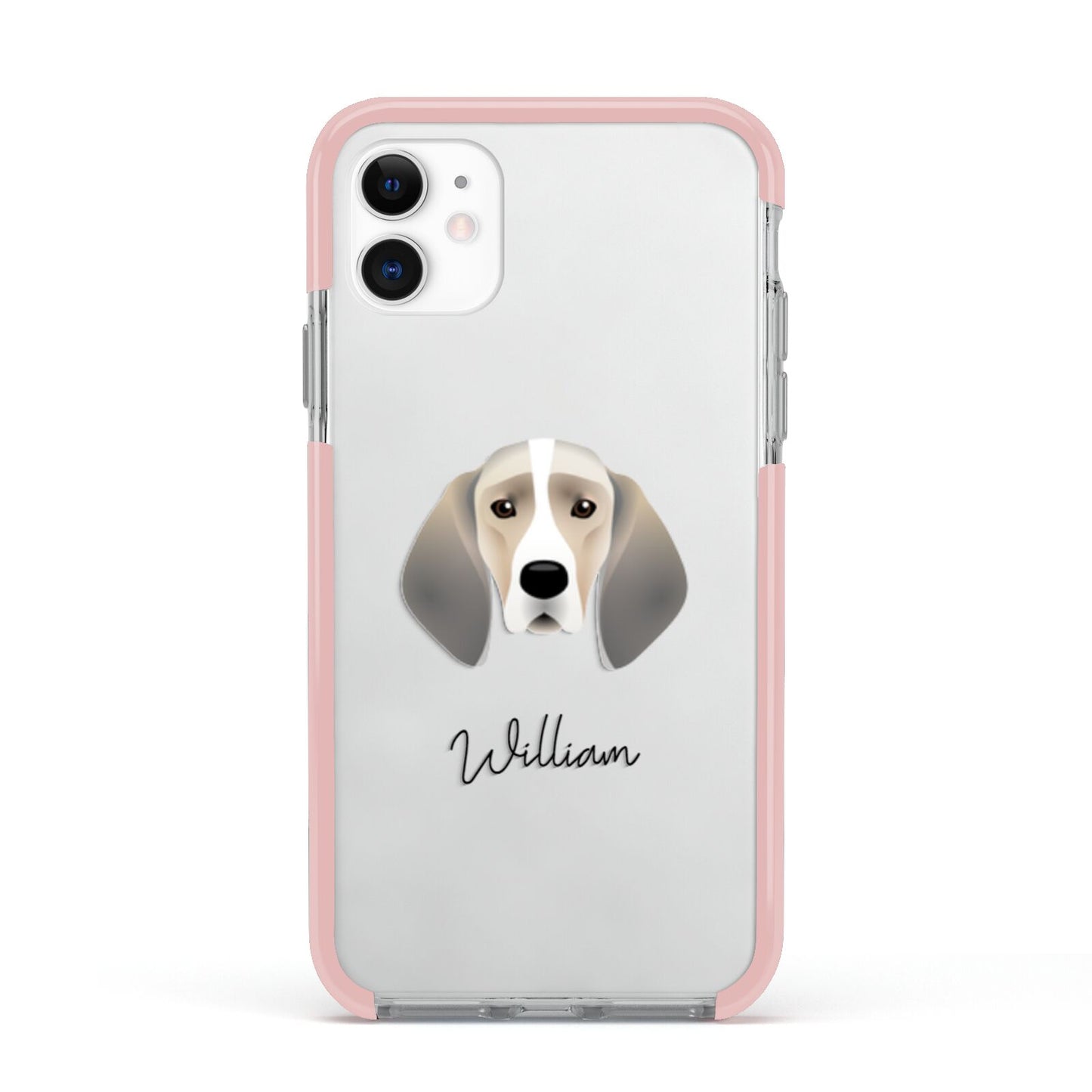 Trailhound Personalised Apple iPhone 11 in White with Pink Impact Case