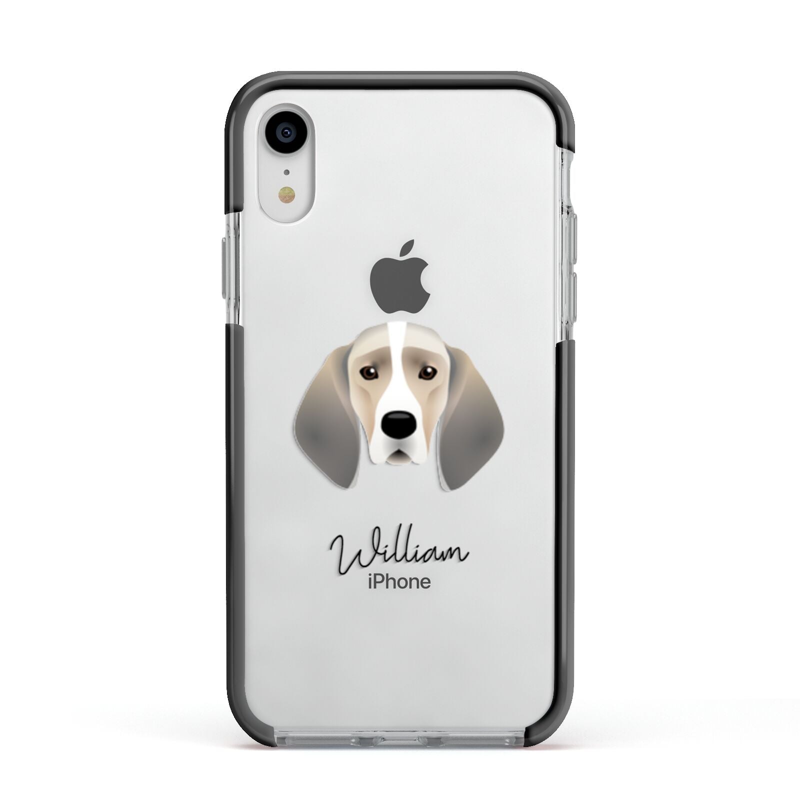 Trailhound Personalised Apple iPhone XR Impact Case Black Edge on Silver Phone