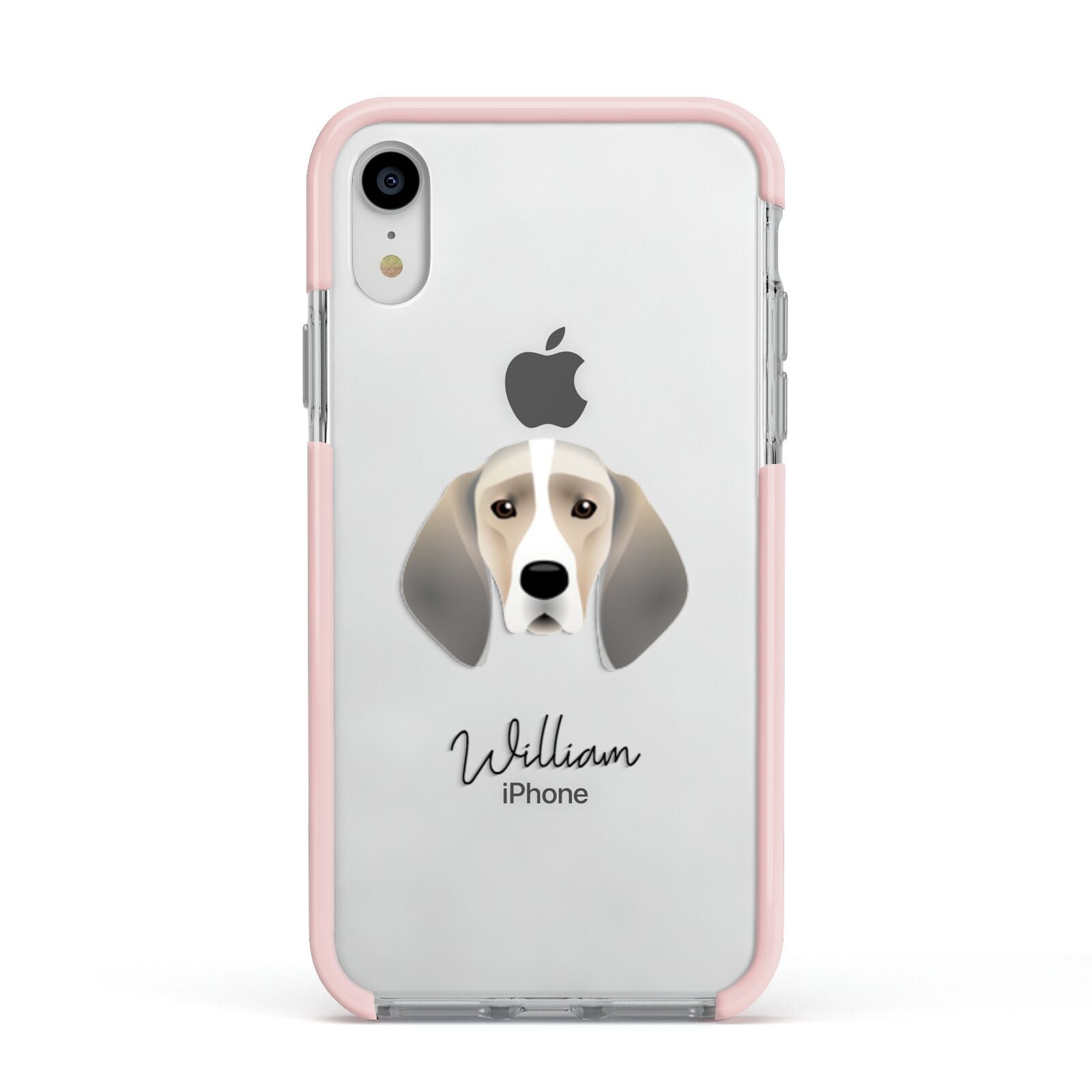 Trailhound Personalised Apple iPhone XR Impact Case Pink Edge on Silver Phone