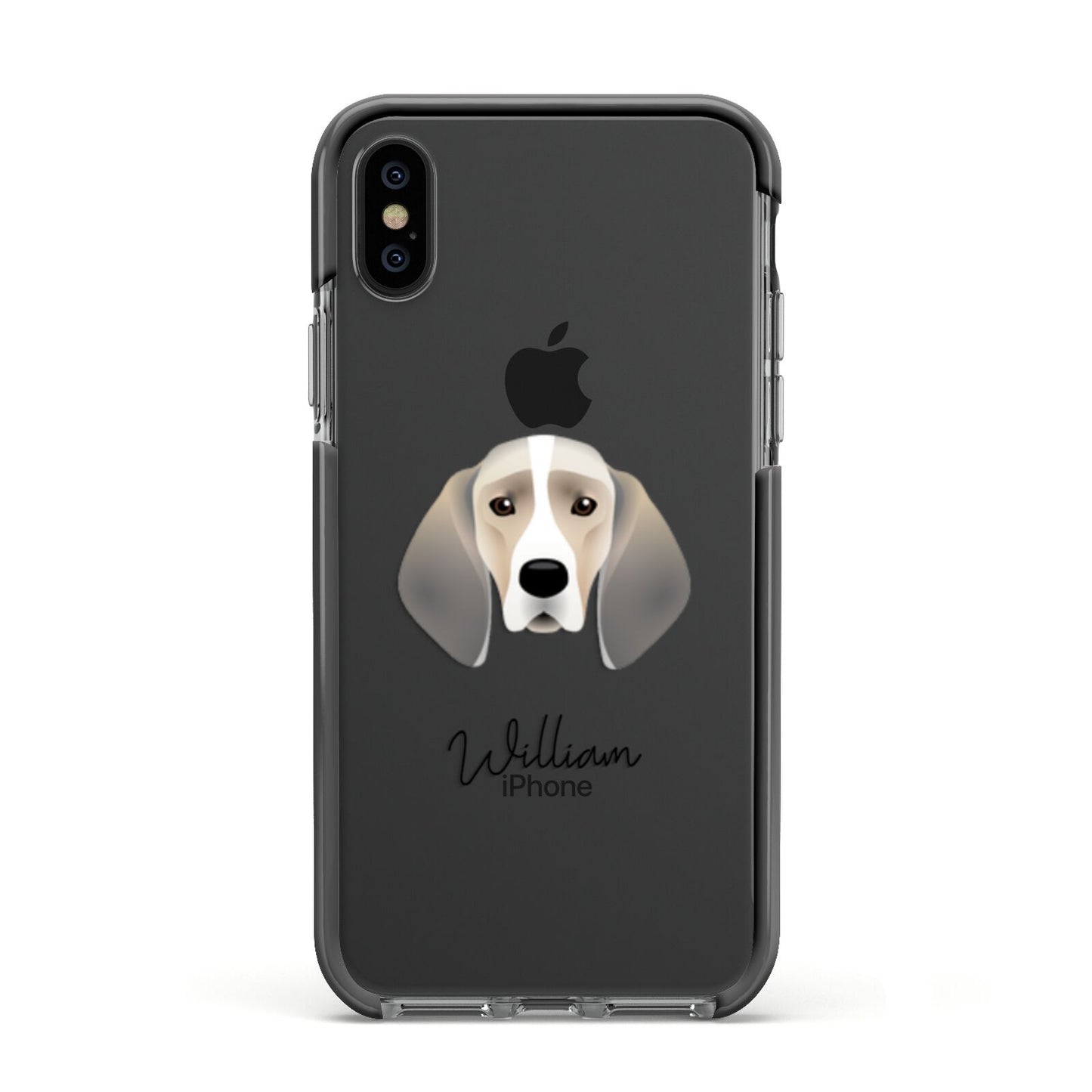 Trailhound Personalised Apple iPhone Xs Impact Case Black Edge on Black Phone
