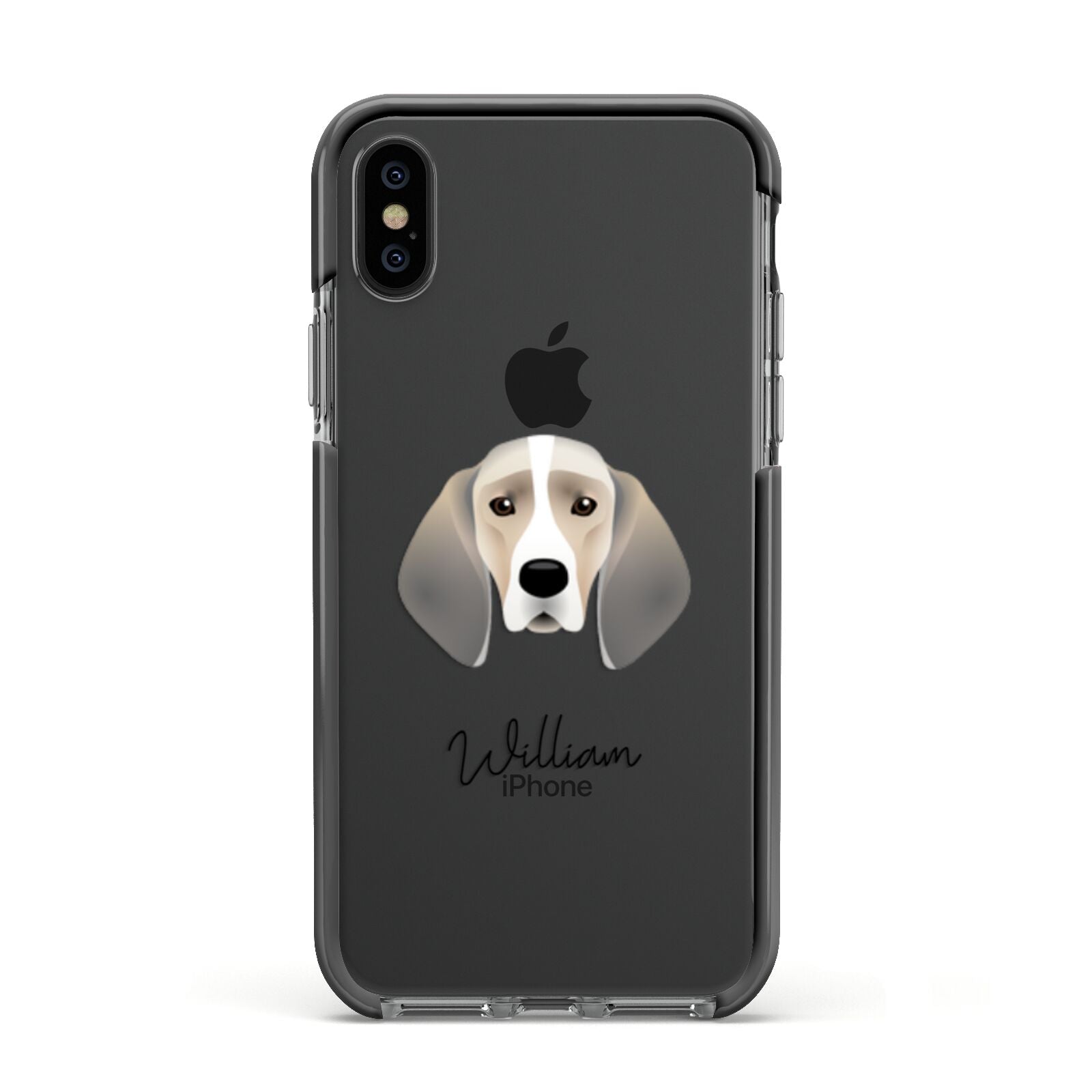 Trailhound Personalised Apple iPhone Xs Impact Case Black Edge on Black Phone