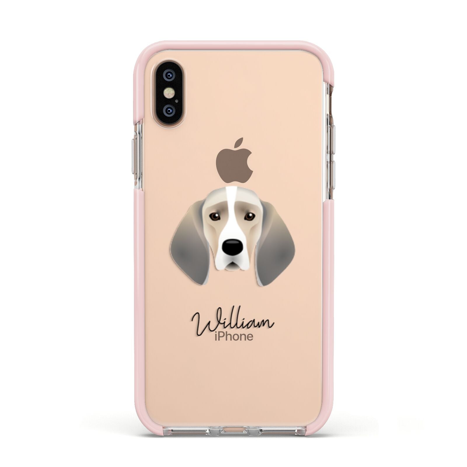 Trailhound Personalised Apple iPhone Xs Impact Case Pink Edge on Gold Phone