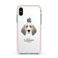 Trailhound Personalised Apple iPhone Xs Impact Case Pink Edge on Silver Phone